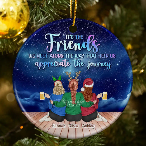 Celebrate Friendship Through Every Adventure – Personalized Ceramic Ornament – Gift for Friends Ceramic Ornament MagicInPrints