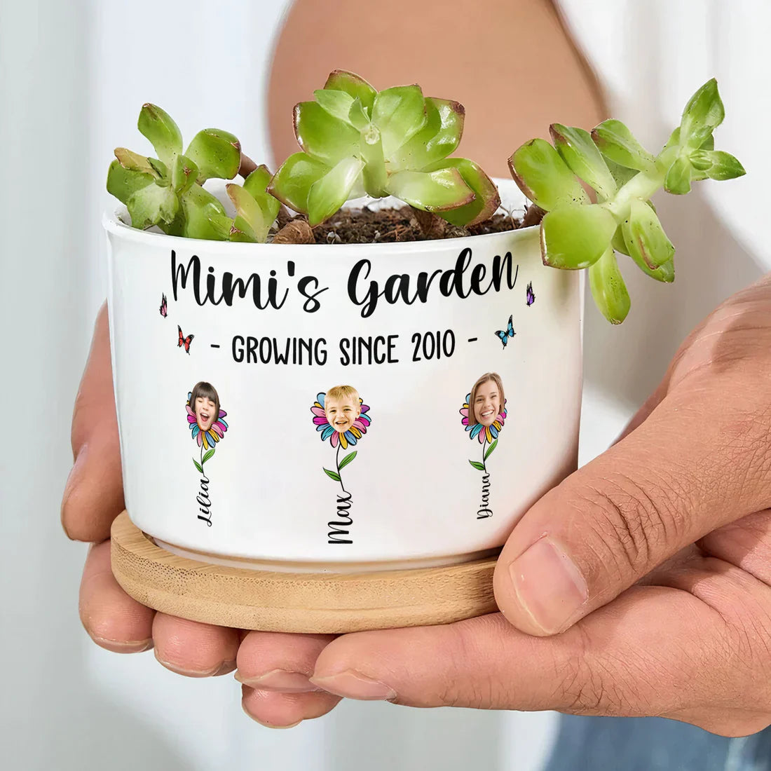 Personalized Family Flower Pot for Grandparents - Custom Photo Gift Vase MagicInPrints