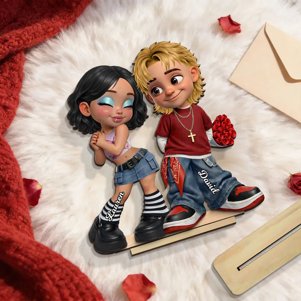 Personalized Couple Figurine Romantic Gift for Valentine's Day - Custom Names Plaque MagicInPrints