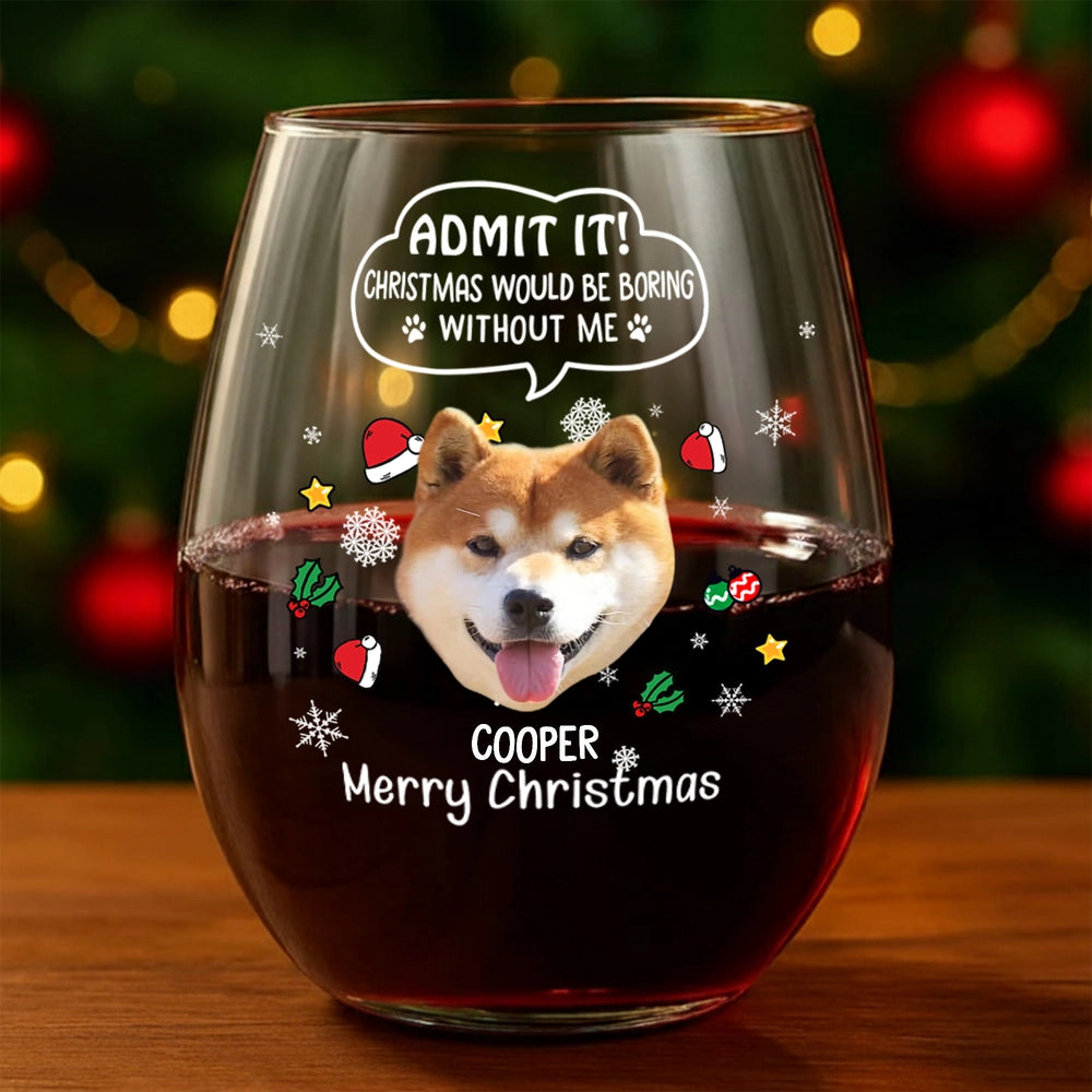 Personalized Dog Christmas Wine Glass for Pet Lovers - Holiday Gift Cup MagicInPrints