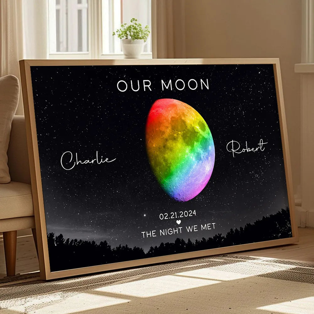 Personalized Moon Phase Canvas Print for Couples - Anniversary Gift Poster or Canvas MagicInPrints
