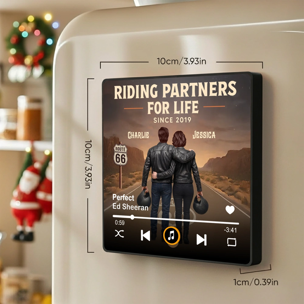 Personalized Music Plaque for Couples - Riding Partners for Life Gift Fridge Magnet MagicInPrints