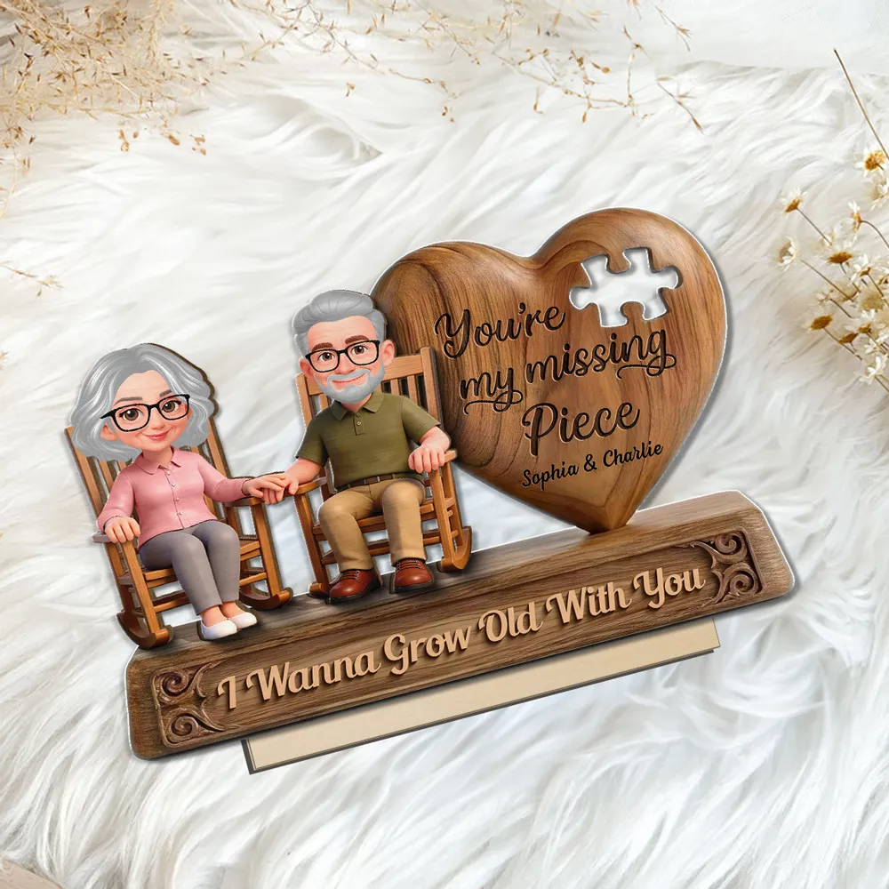 Personalized Couple Figurine with Heart Puzzle - Anniversary Gift for Seniors Plaque MagicInPrints