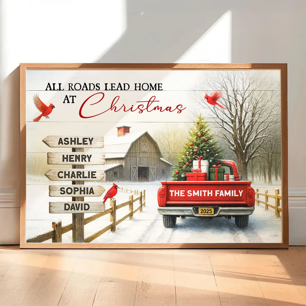 Personalized Christmas Family Canvas Art - Custom Name Holiday Decor Poster or Canvas MagicInPrints