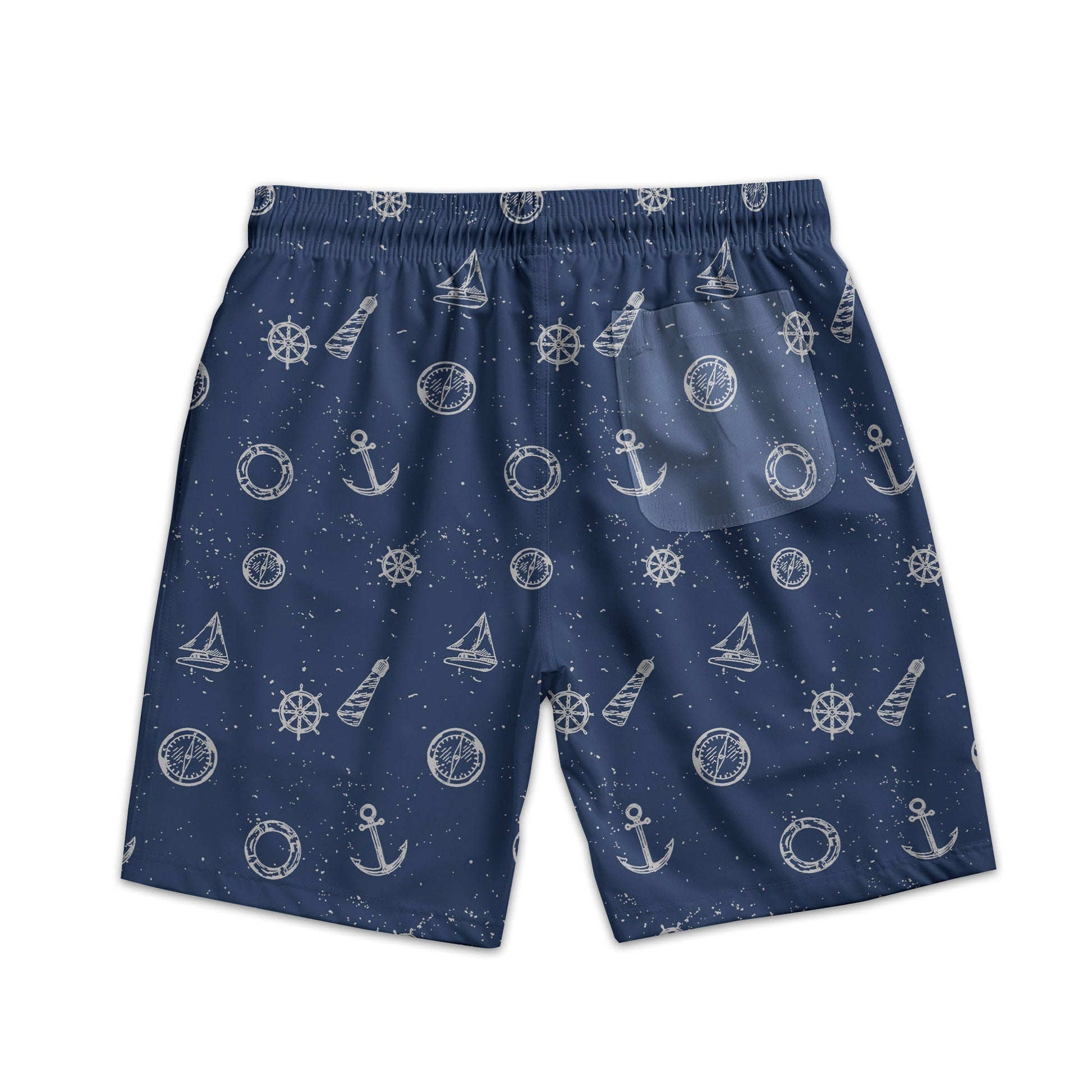 Nautical Pattern Men's Swim Trunks with Drawstring - Beachwear Beachwear MagicInPrints