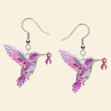 Load image into Gallery viewer, “Hope is the thing with feathers” - Personalized Hummingbird Earrings for Her, Meaningful Gift for Cancer Survivors &amp; Loved Ones Earrings PopCulturePrints
