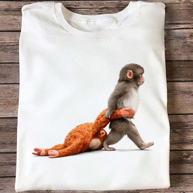 Cute Monkey T-Shirt for Animal Lovers - Heartwarming Design Cloth MagicInPrints