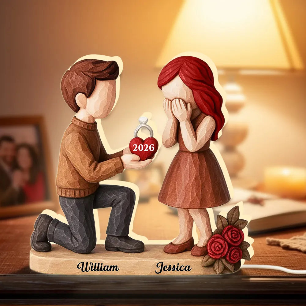 Personalized Wooden Couple Figurine - Engagement Gift for Couples Plaque MagicInPrints