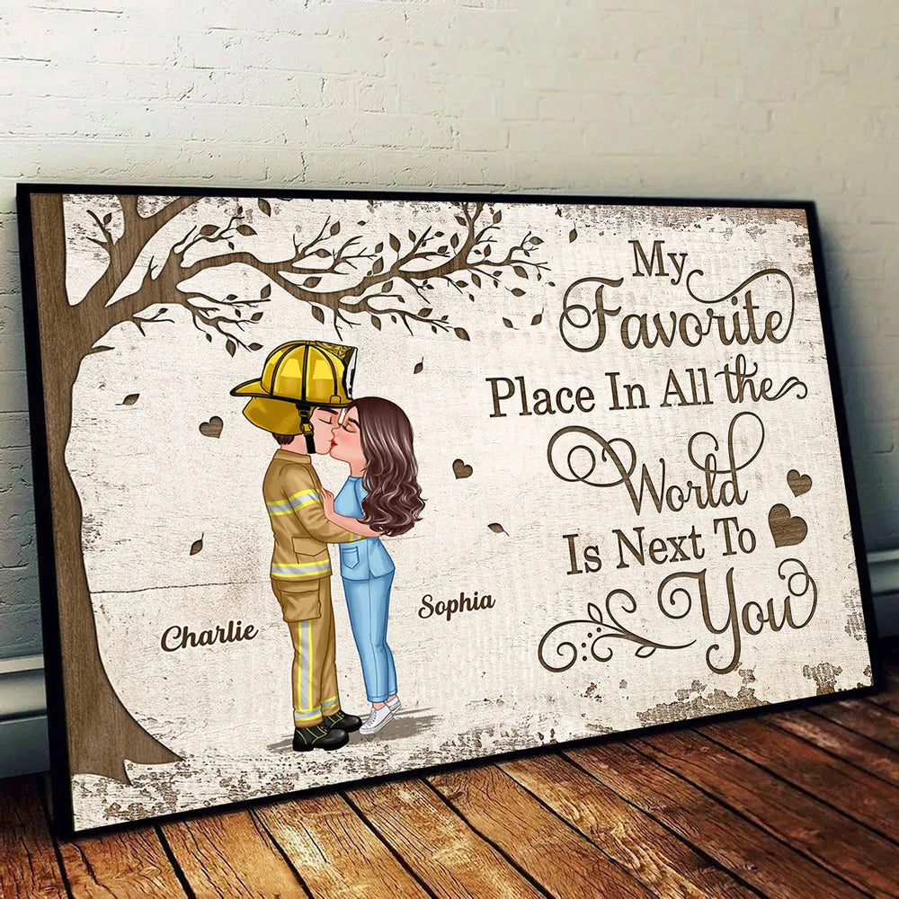 Personalized Couple Wall Art for Firefighter and Partner - Romantic Home Decor Gift Poster or Canvas MagicInPrints