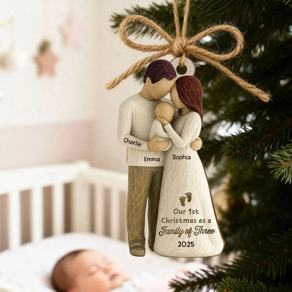 Personalized Family Ornament for New Parents - Our 1st Christmas 2025 Ornament MagicInPrints