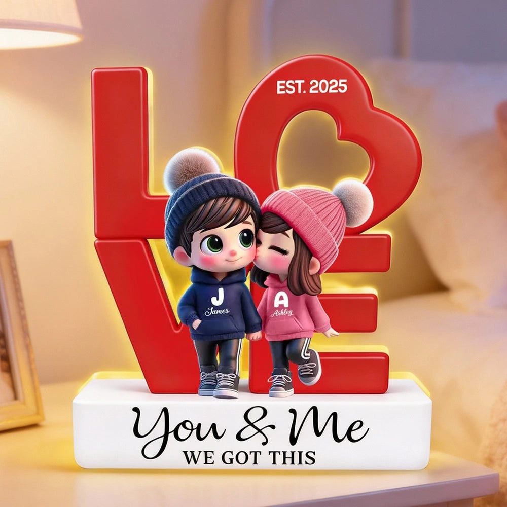 Personalized Couple Figurine Night Light for Lovers - Anniversary Gift Plaque MagicInPrints