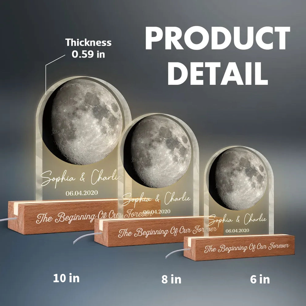 Personalized Moon Lamp for Couples - Romantic Anniversary Gift Plaque MagicInPrints