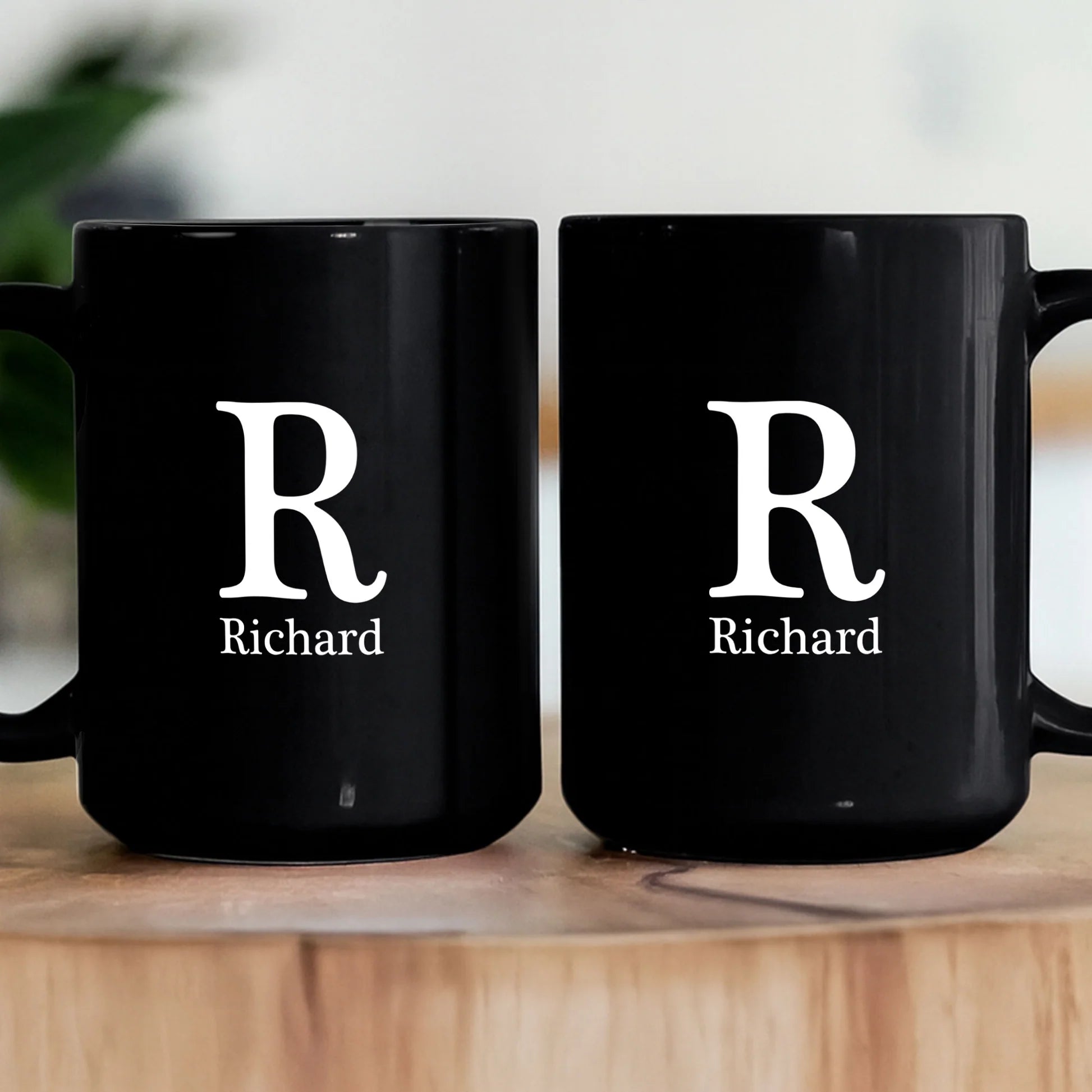 Personalized Black Coffee Mug Set for Men with Initials - Perfect Gift for Home or Office Cup MagicInPrints