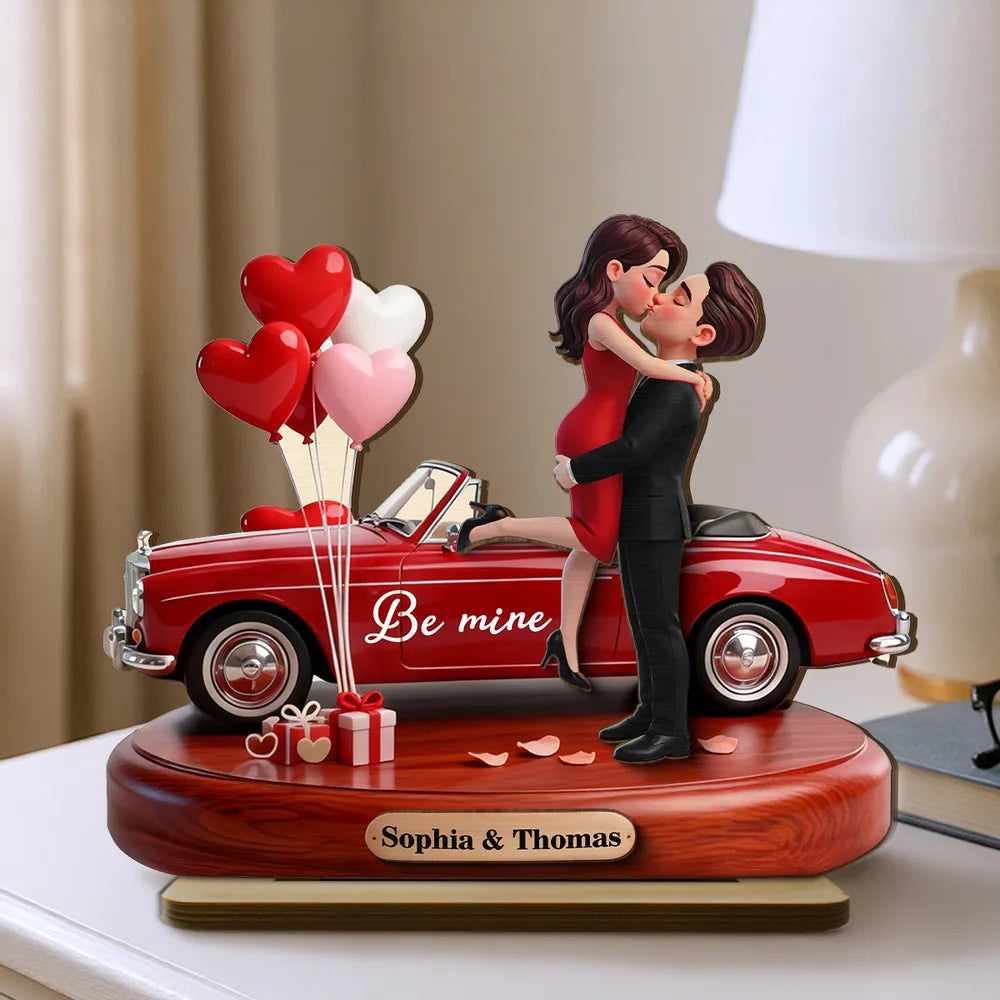 Personalized Romantic Couple Figurine with Car and Balloons - Valentine's Day Gift Plaque MagicInPrints