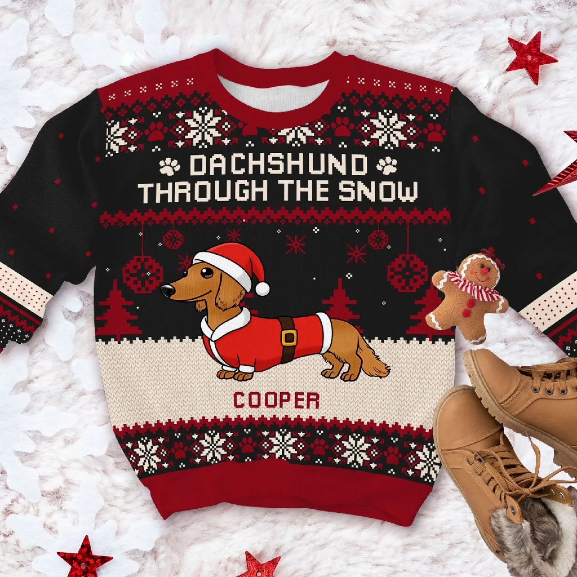Personalized Dachshund Christmas Sweater for Dog Lovers - Festive Holiday Apparel Cloth MagicInPrints
