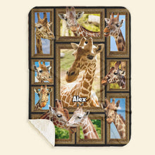 Load image into Gallery viewer, Personalized Giraffe Lovers Blanket Blanket PopCulturePrints
