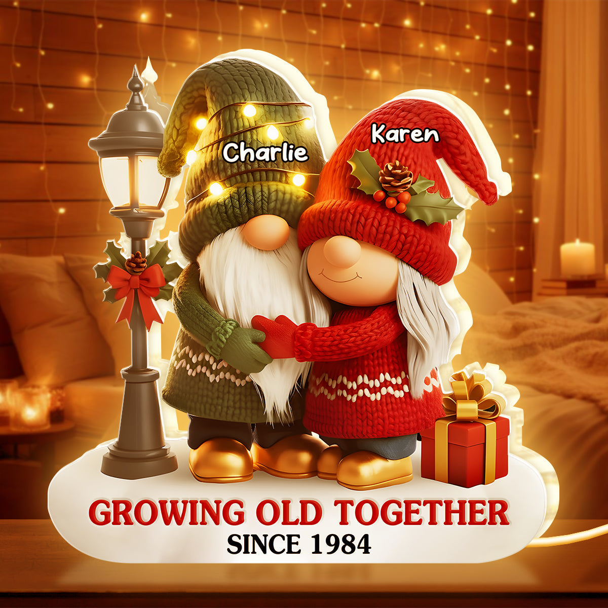 Personalized Couple Gnome Figurine with Names - Romantic Anniversary Gift Plaque MagicInPrints