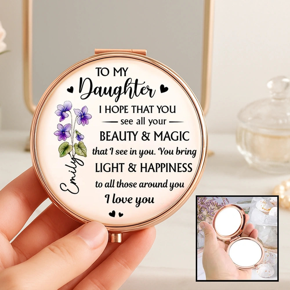 Personalized Compact Mirror for Daughter - Sentimental Gift with Inspirational Message Beauty Tools MagicInPrints