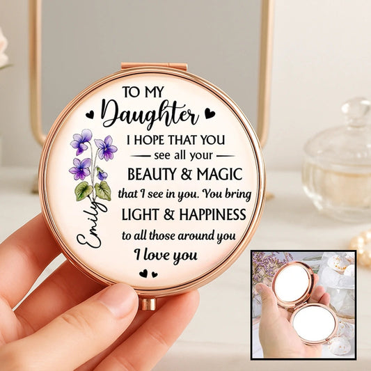 Personalized Compact Mirror for Daughter - Sentimental Gift with Inspirational Message Beauty Tools MagicInPrints