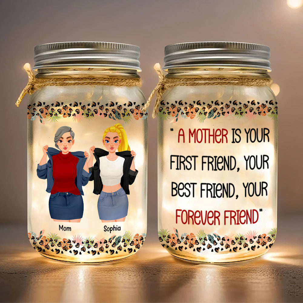 Personalized Mason Jar Light for Mom - Forever Friend Gift Drink Jar PopCulturePrints