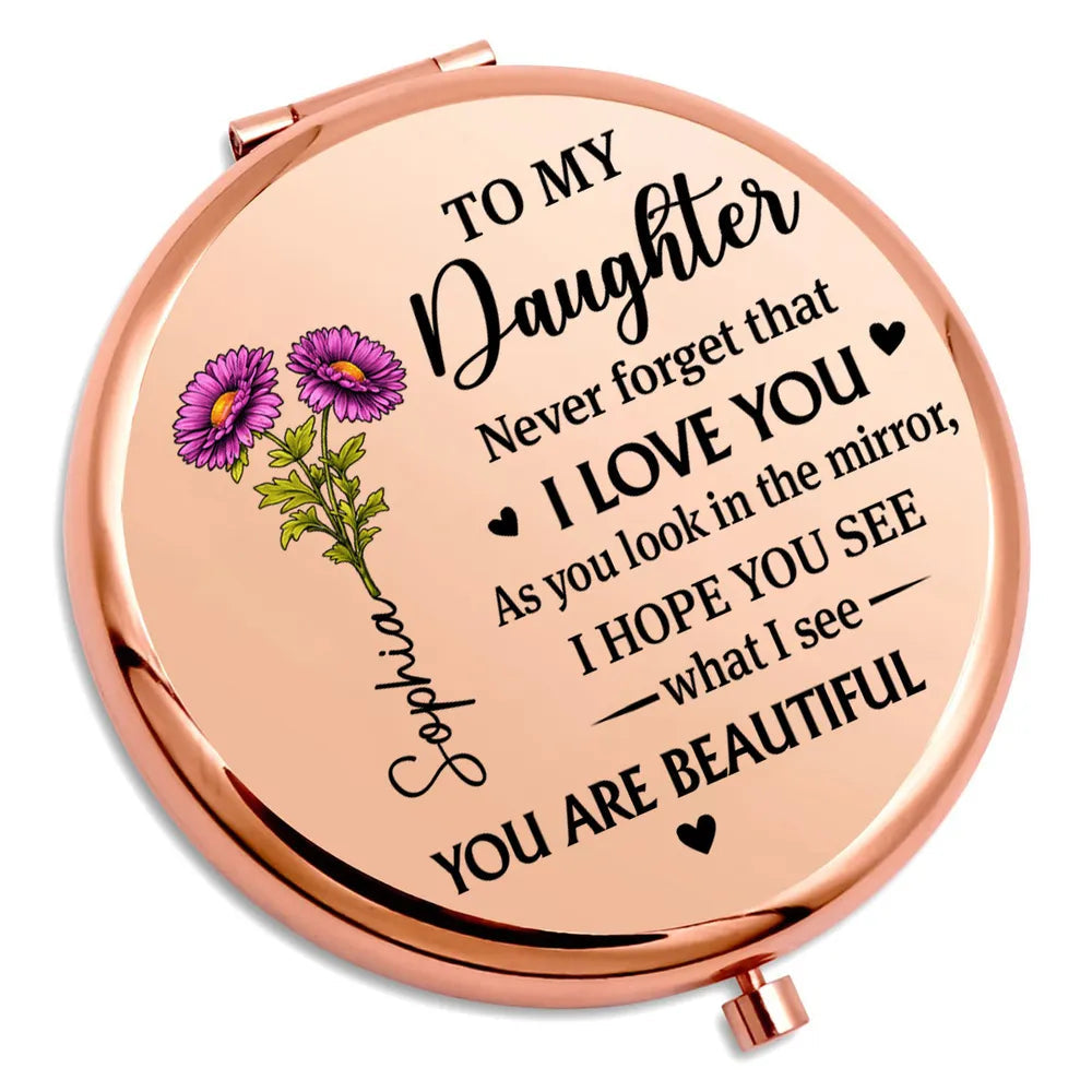 Personalized Compact Mirror for Daughter - Sentimental Gift with Loving Message Beauty Tools MagicInPrints