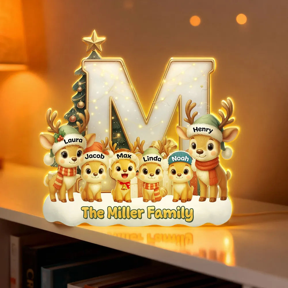 Personalized Family Reindeer Christmas Light Decor - Holiday Home Display Plaque MagicInPrints