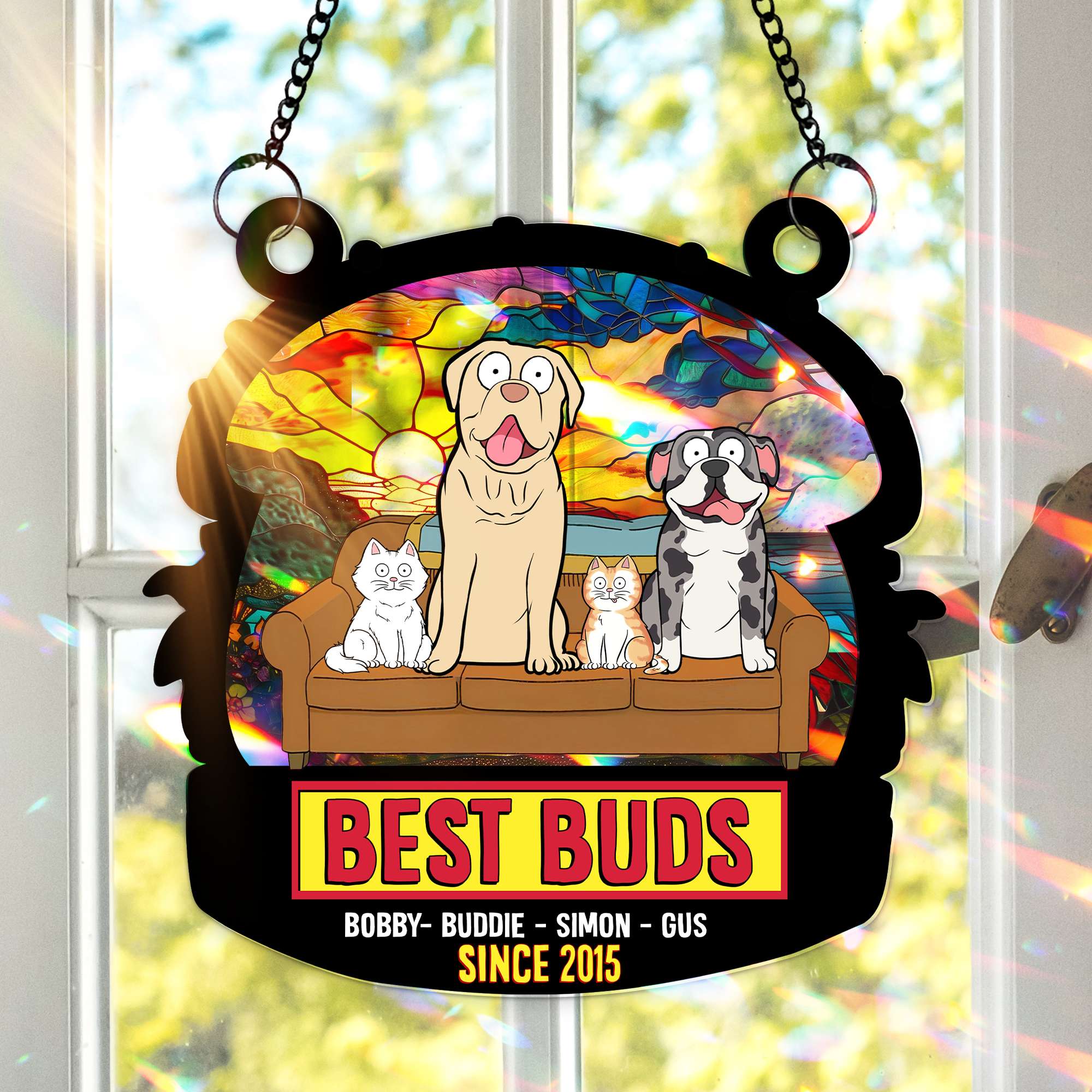 "Best Buds Suncatcher Ornament" - Personalized Christmas Gift for Pet Lovers Ornament MagicInPrints
