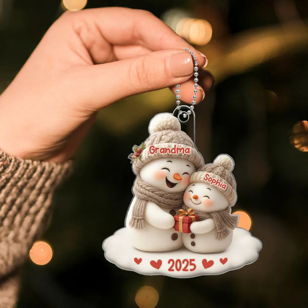 Personalized Snowman Ornament for Grandma and Child - Christmas 2025 Ornament MagicInPrints