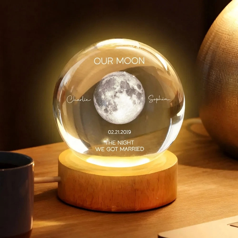 Personalized Moon Lamp for Couples with Names and Date - Romantic Anniversary Gift Lamp MagicInPrints