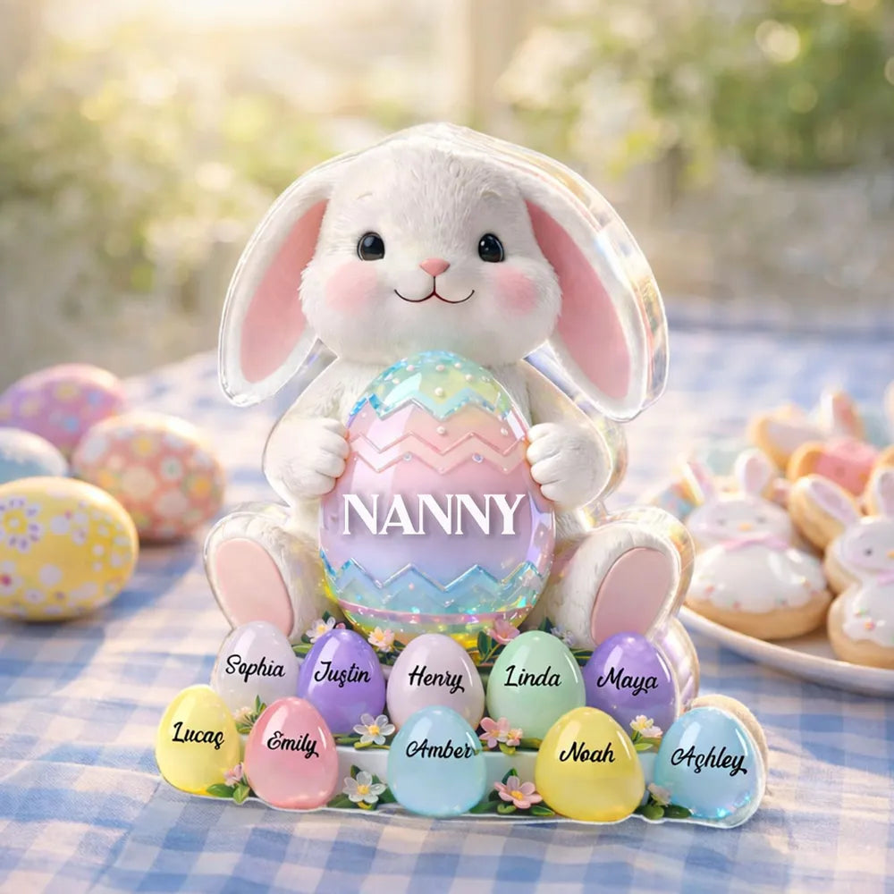 Personalized Easter Bunny Gift for Grandma - Custom Name Eggs Decoration Plaque MagicInPrints