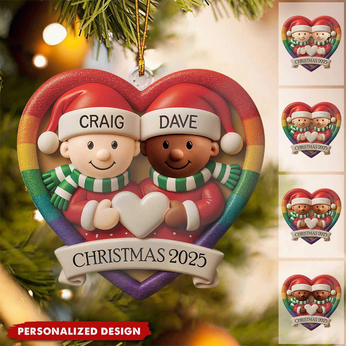 Personalized Heart-Shaped Christmas Ornament for Couples - Festive Holiday Decoration 2025 Ornament MagicInPrints