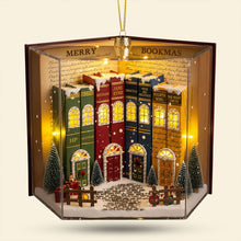 Load image into Gallery viewer, “Celebrate Literature This Christmas!” - Book Town In A Jolly Christmas Night Acrylic Ornament, Personalized Gift for Book Lovers Ornament MagicInPrints
