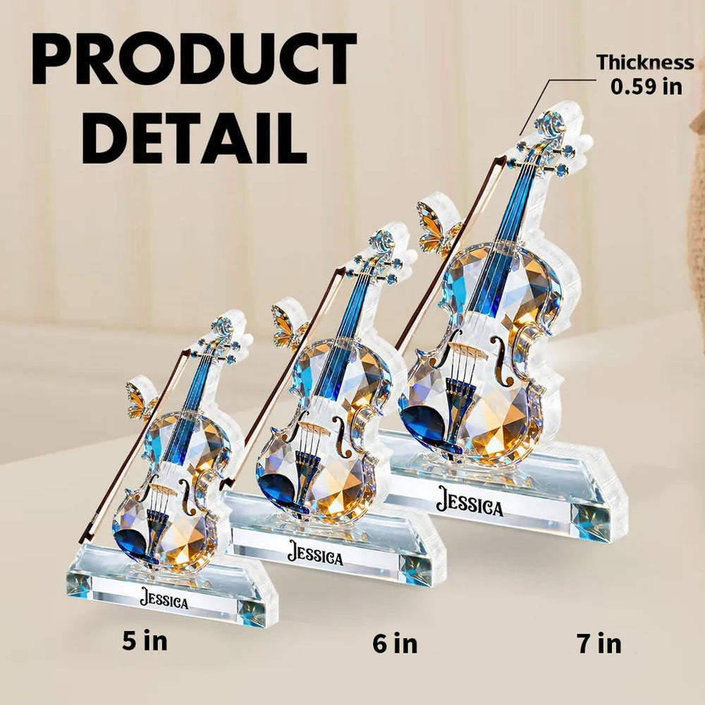 Personalized Crystal Violin Ornament for Music Lovers - Elegant Gift Decor Plaque MagicInPrints