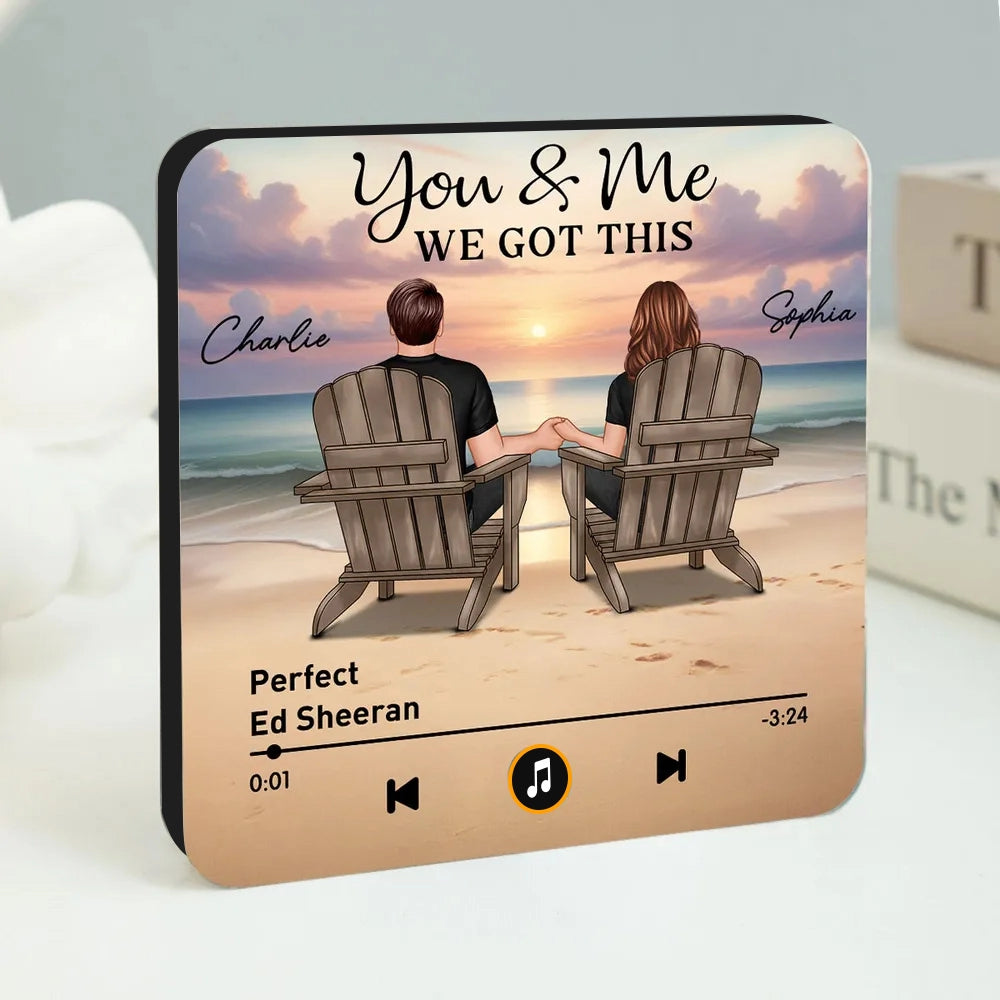 Personalized Music Plaque for Couples with Beach Scene - Romantic Gift Fridge Magnet MagicInPrints