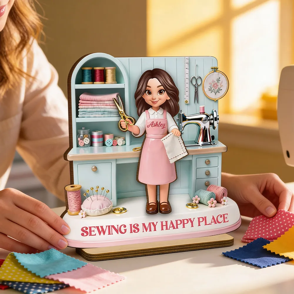 Personalized Sewing Enthusiast Figurine for Crafters - Home Decor Gift Plaque MagicInPrints