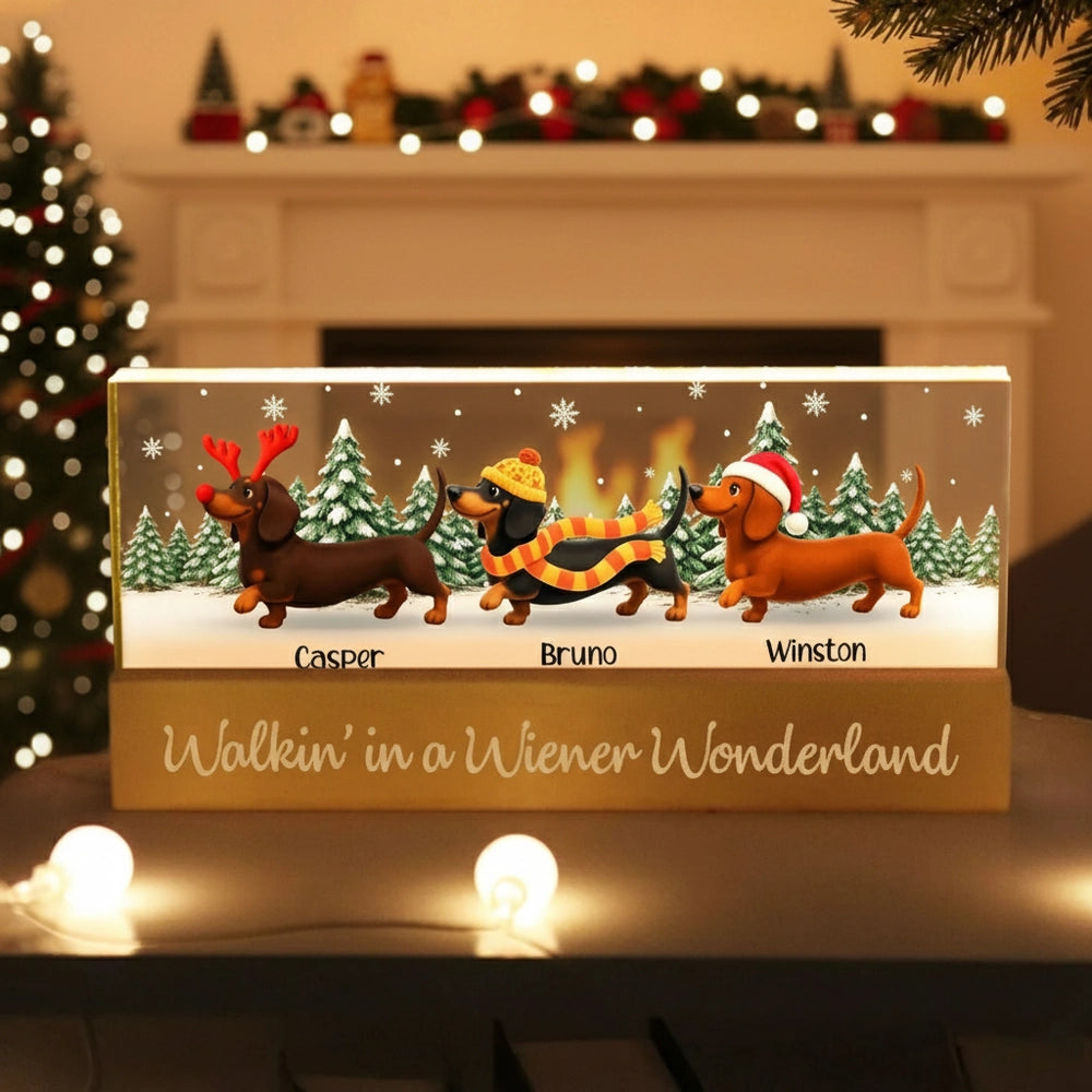 Personalized Dachshund Christmas Light Decor for Dog Lovers - Festive Holiday Display Plaque MagicInPrints