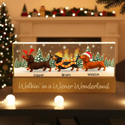 Personalized Dachshund Christmas Light Decor for Dog Lovers - Festive Holiday Display Plaque MagicInPrints