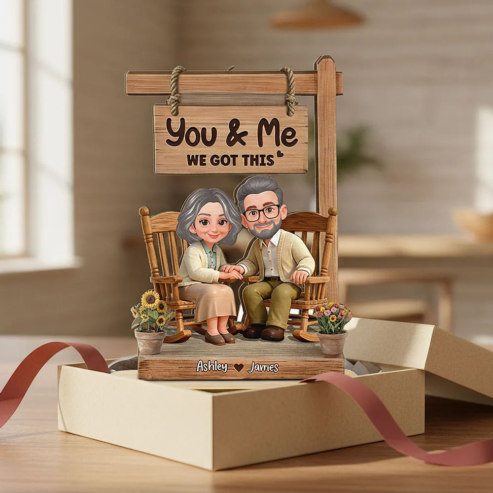 Personalized Wooden Couple Figurine for Seniors - Anniversary Gift Plaque MagicInPrints
