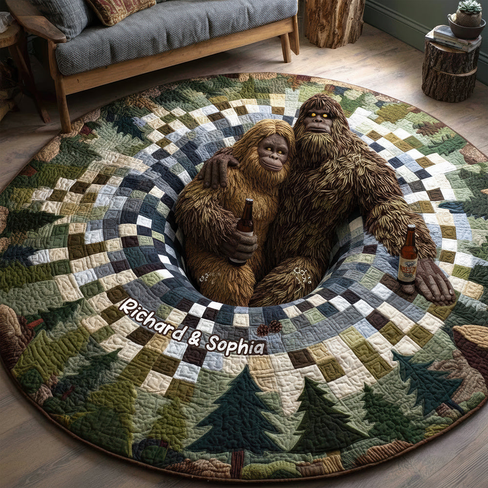 Cozy Forest Escape Round Mat – Personalized Gifts For Couple Doormat MagicInPrints