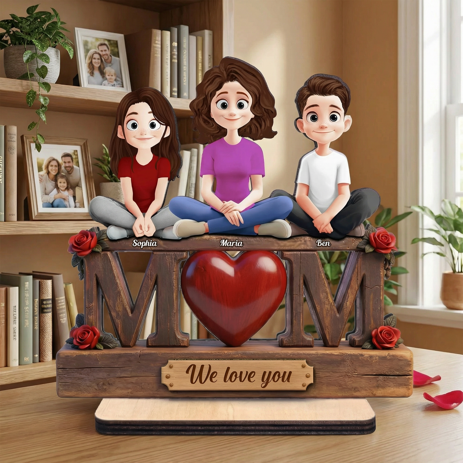 Personalized Family Figurine Decor for Mom with Custom Names - Mother's Day Gift Plaque MagicInPrints