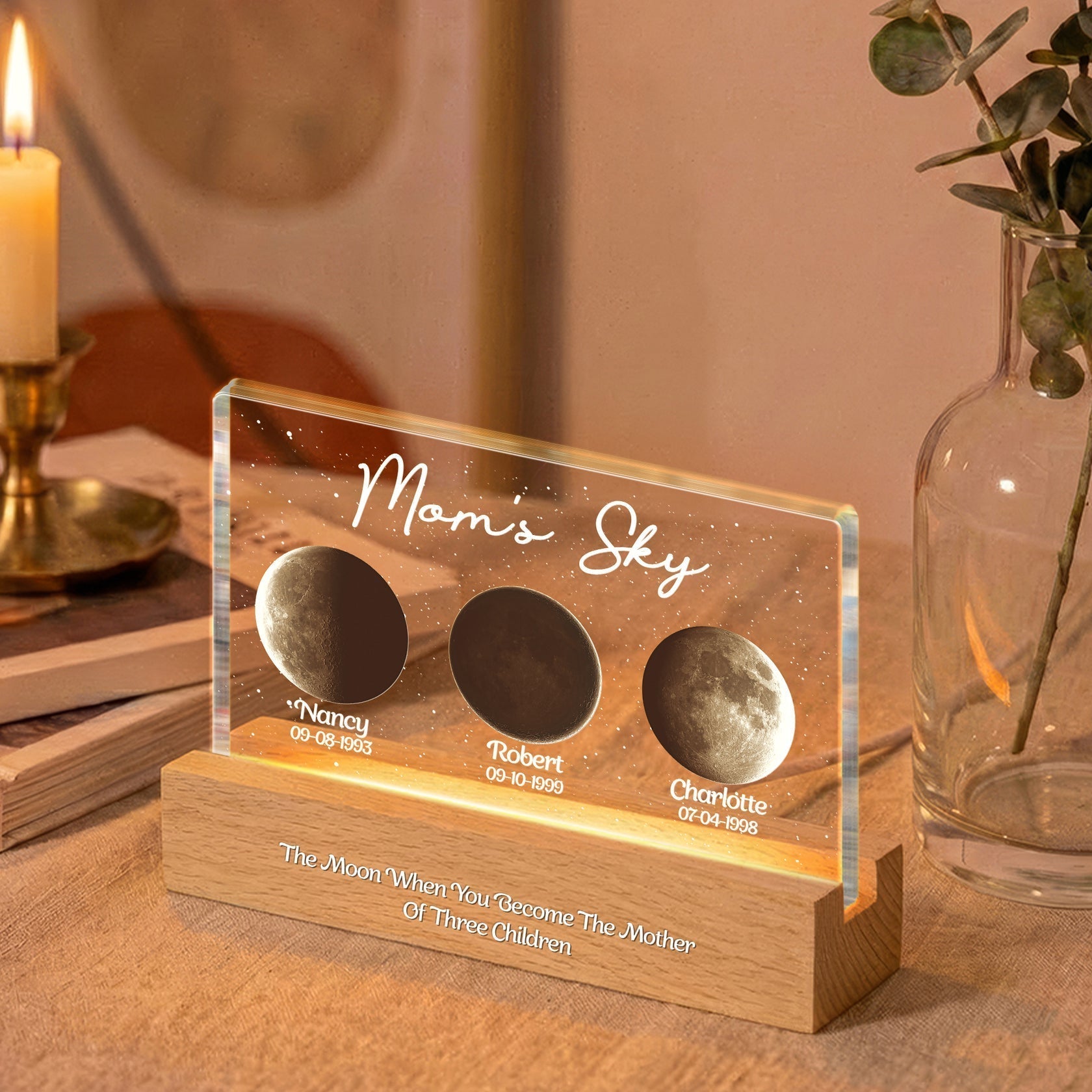Personalized Moon Phase Acrylic Plaque for Mom - Sentimental Mother's Day Gift Plaque MagicInPrints