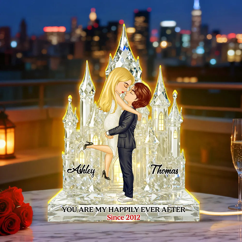 Personalized Crystal Castle Couple Figurine for Anniversary - Romantic Keepsake Gift Plaque MagicInPrints