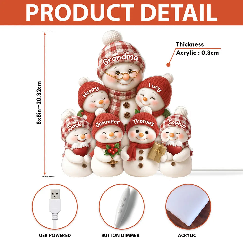 Personalized Snowman Family Figurine for Christmas - Custom Names Holiday Decor Plaque MagicInPrints