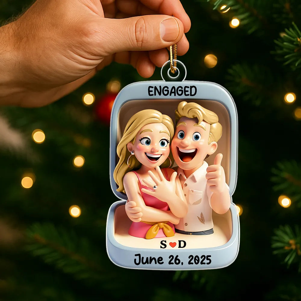 Personalized Engagement Ornament for Couples - Celebrate Your Special Day Ornament MagicInPrints