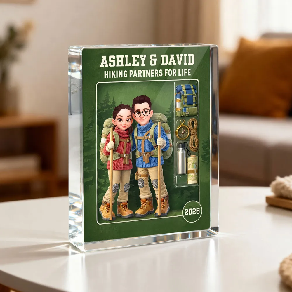 Personalized Hiking Partner Acrylic Block for Couples - Adventure Keepsake Gift Plaque MagicInPrints