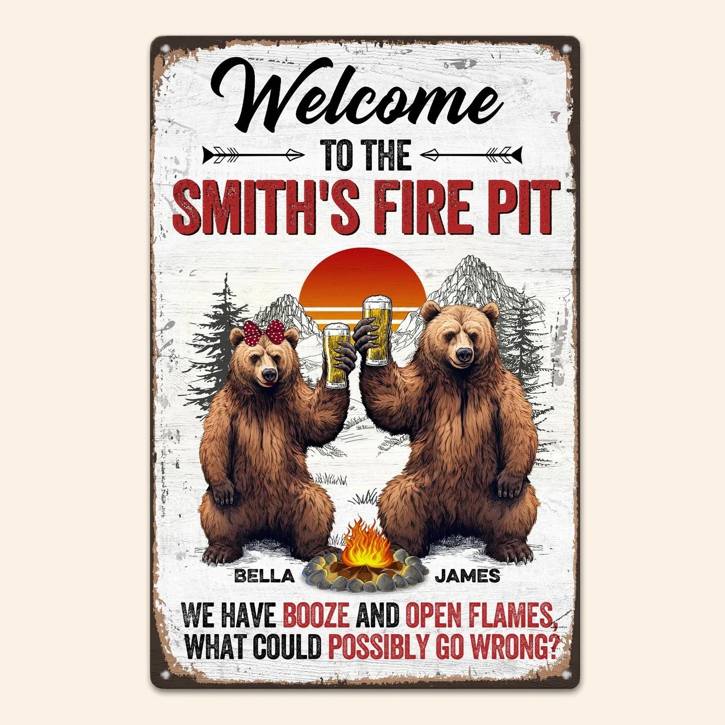 Personalized Fire Pit Sign for Outdoor Enthusiasts - Rustic Decor Sign MagicInPrints