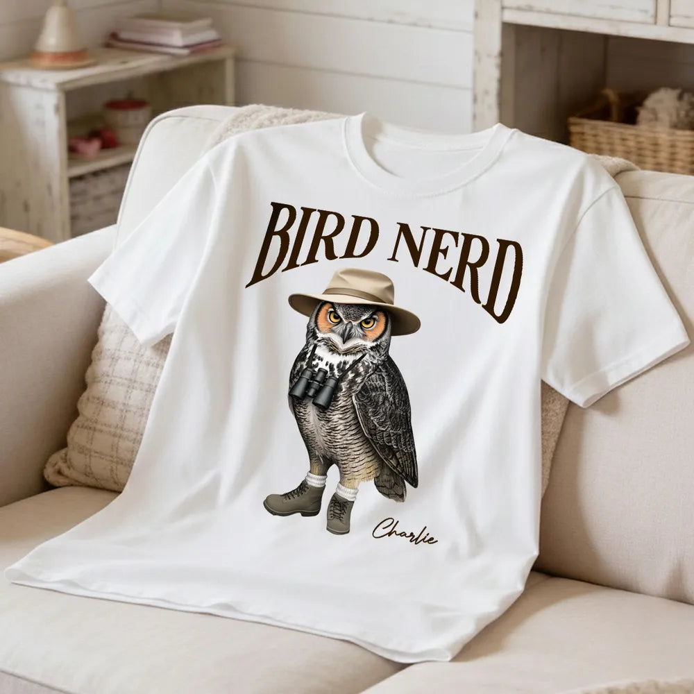 Funny Bird Nerd Owl T-Shirt for Birdwatchers - Casual Outdoor Wear Cloth MagicInPrints