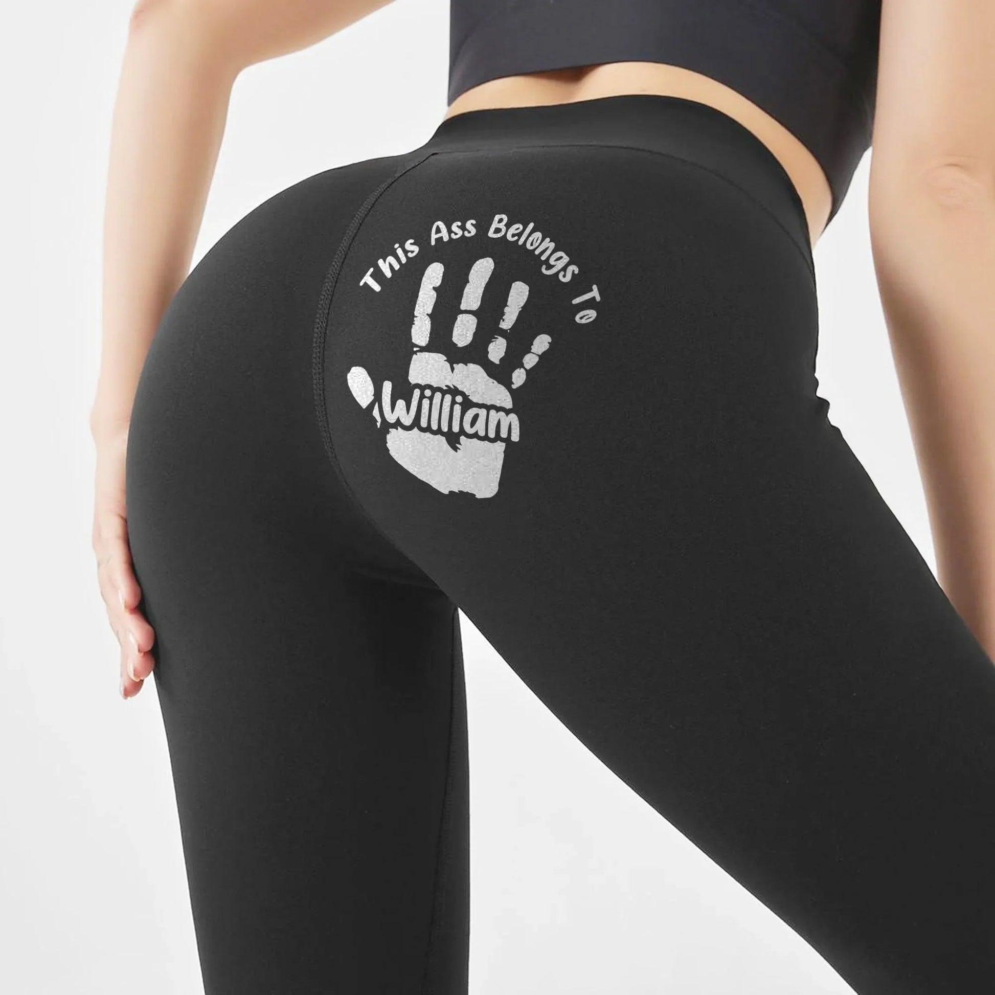 Personalized Funny Leggings for Women - Custom Handprint Design Pants MagicInPrints