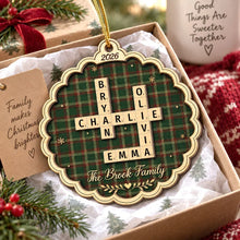 Load image into Gallery viewer, Personalized 2-Layer Wooden Ornament Family Crossword Gift for Grandparents
