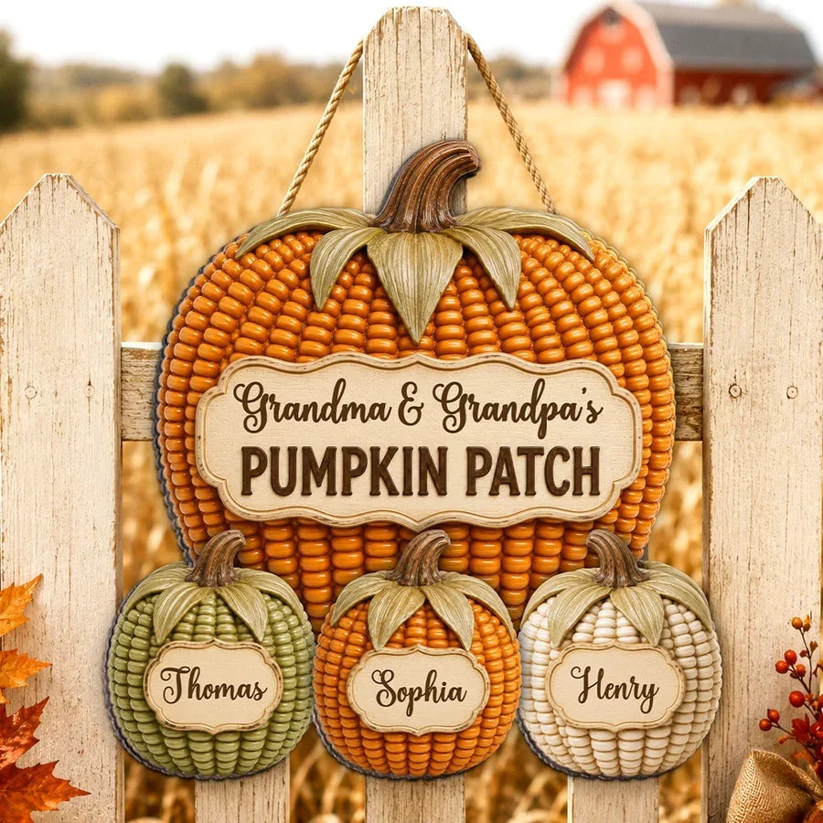 Personalized Wooden Grandpa & Grandma Pumpkin Sign Gift